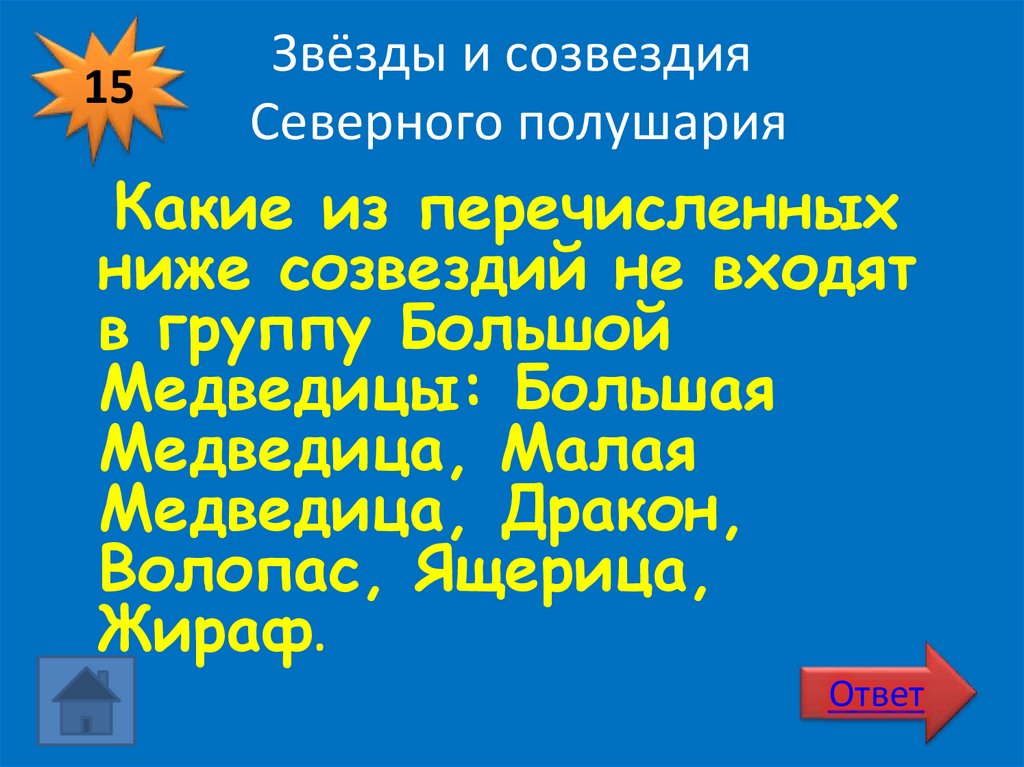 Звёзды и созвездия Северного полушария