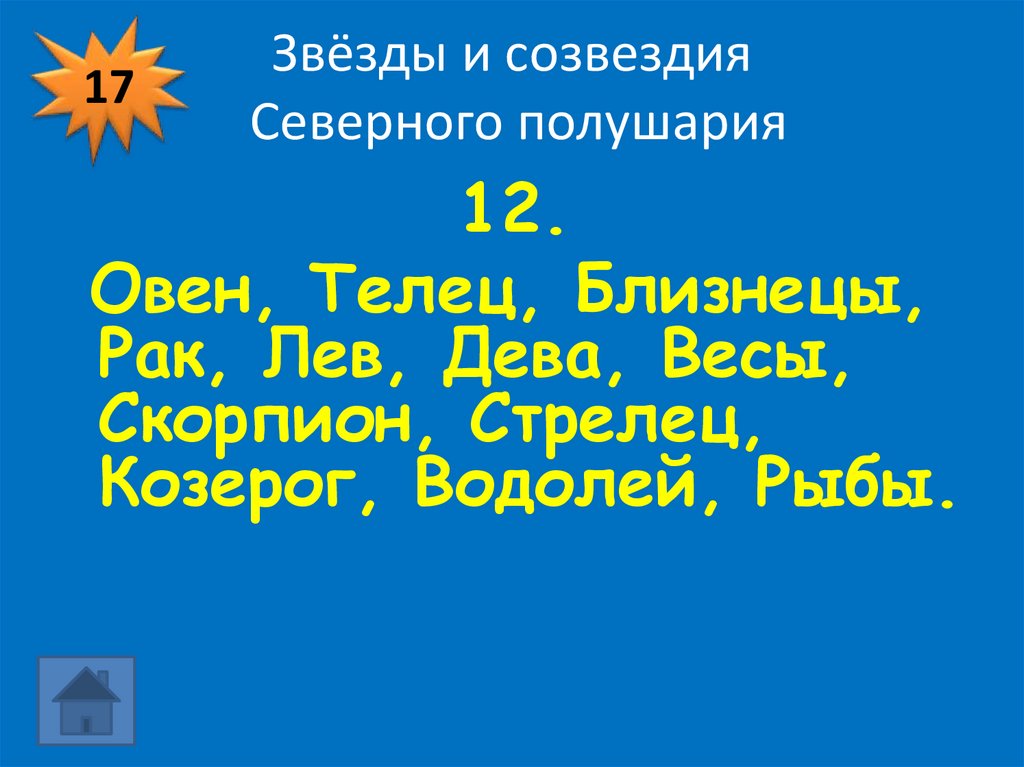 Звёзды и созвездия Северного полушария