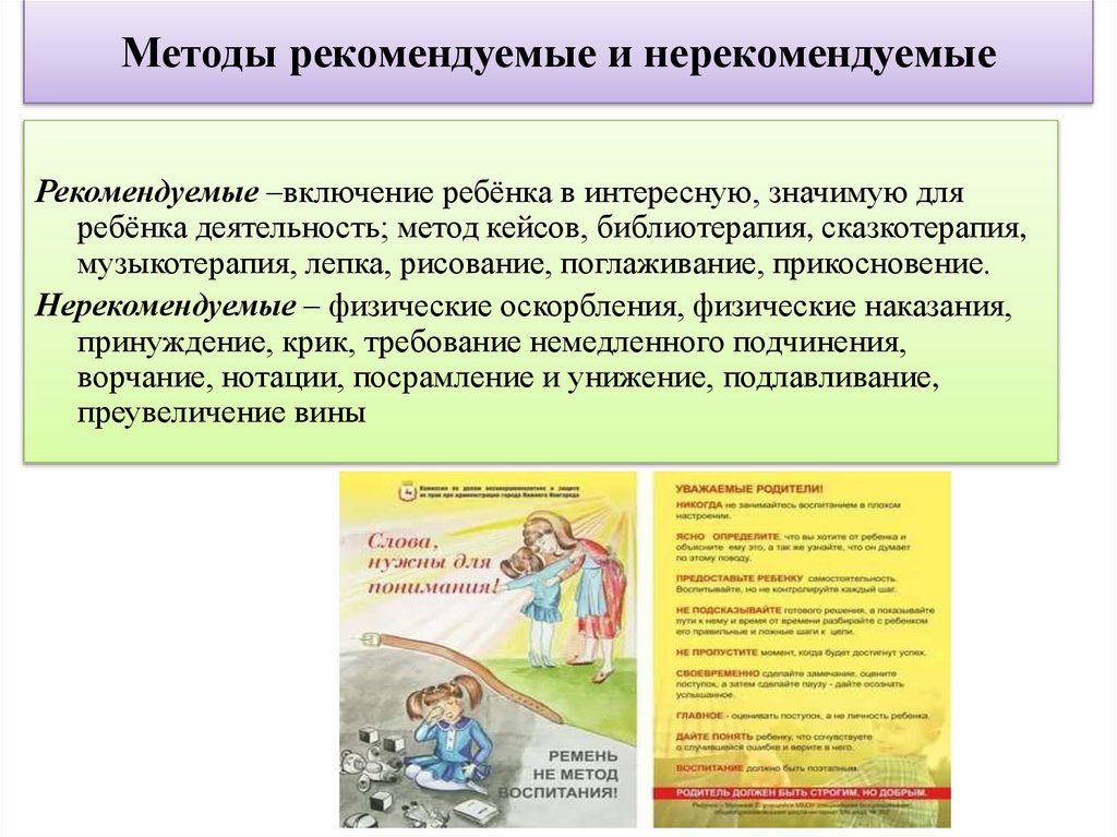 Методы рекомендуемые и нерекомендуемые