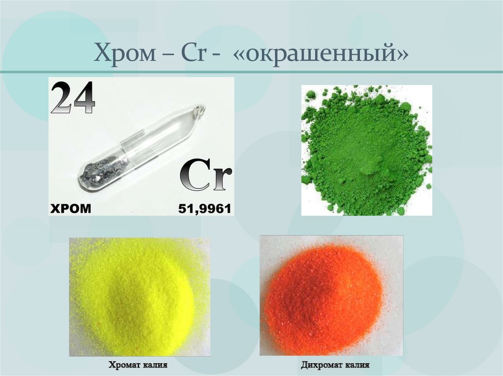 Хром – Cr - «окрашенный»
