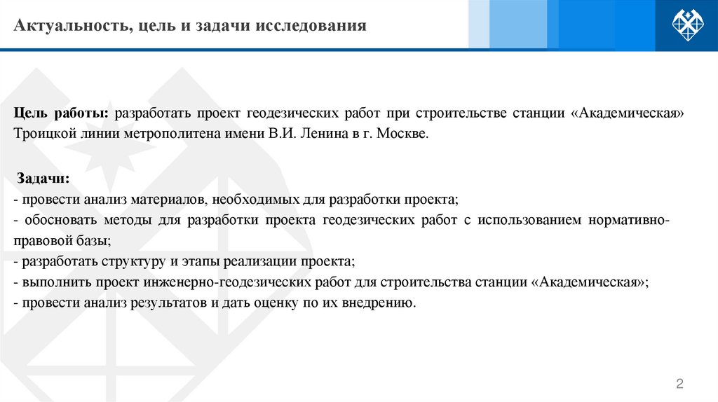 Актуальность, цель и задачи исследования