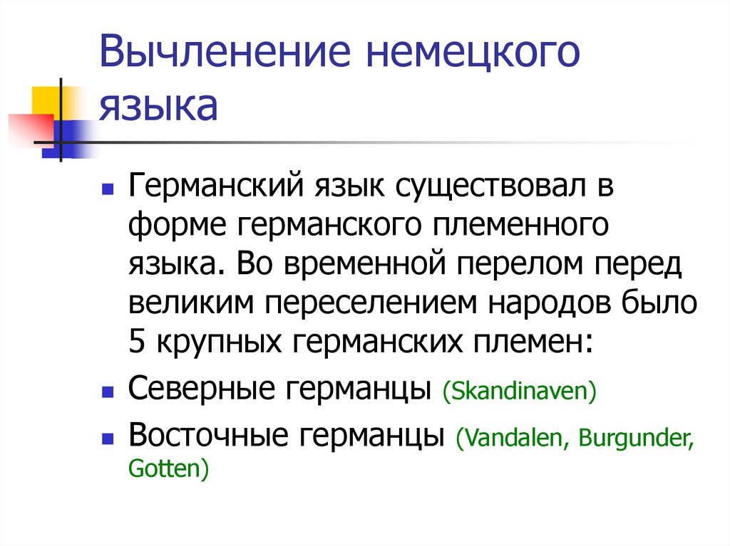 Вычленение немецкого языка