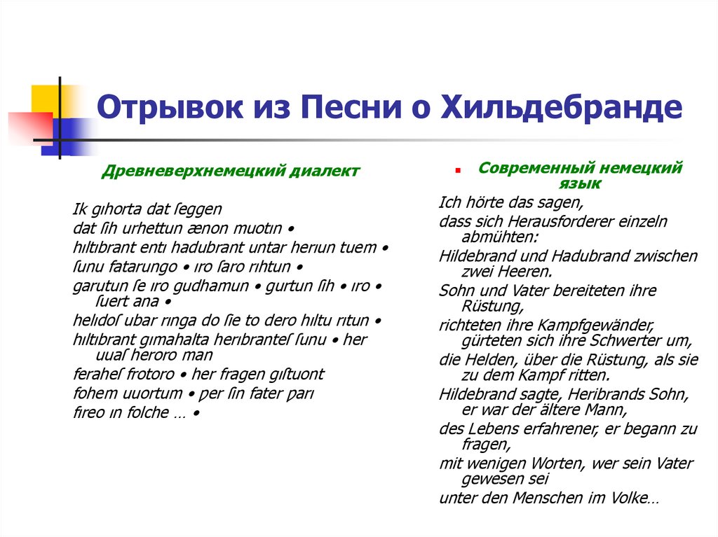 Отрывок из Песни о Хильдебранде