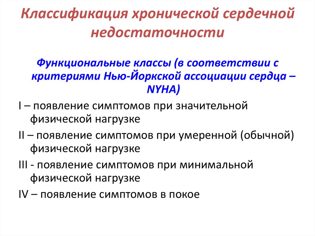 Классификация хронической сердечной недостаточности