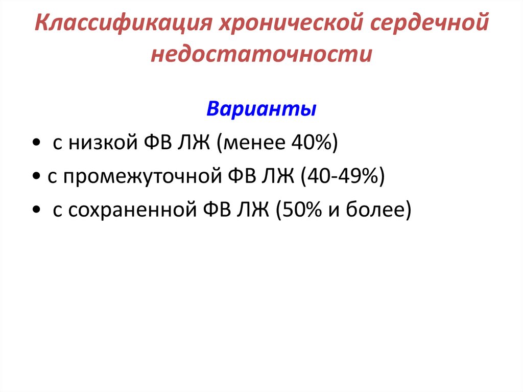 Классификация хронической сердечной недостаточности