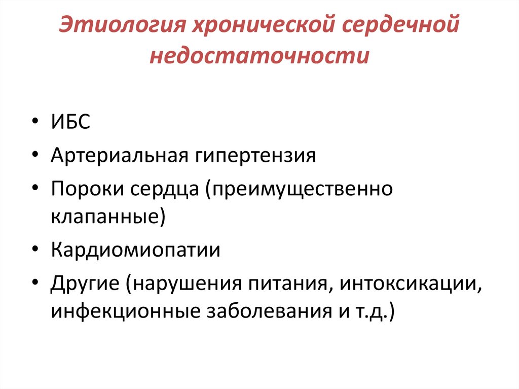 Этиология хронической сердечной недостаточности