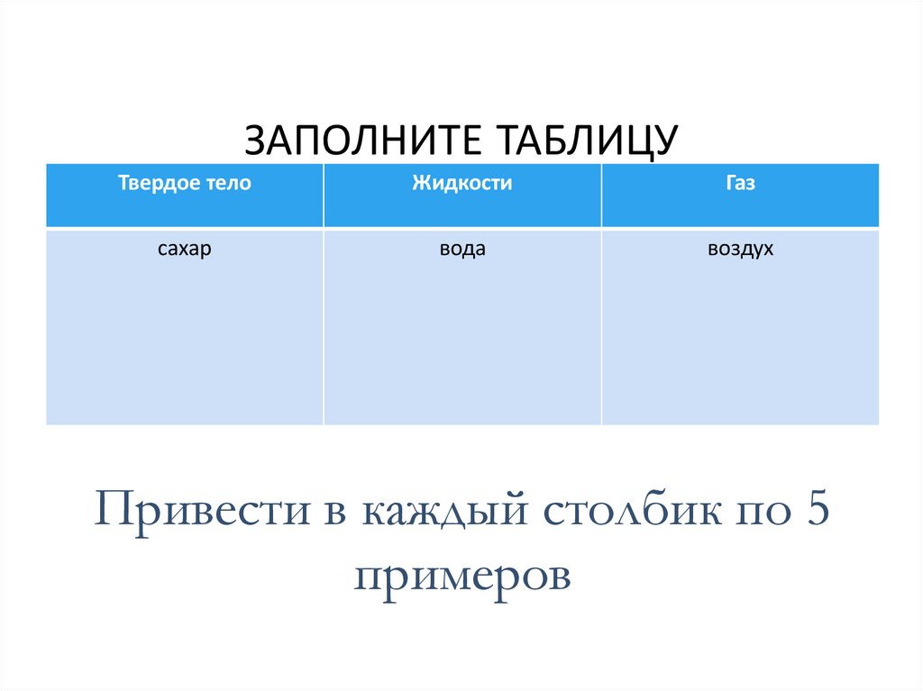 ЗАПОЛНИТЕ ТАБЛИЦУ