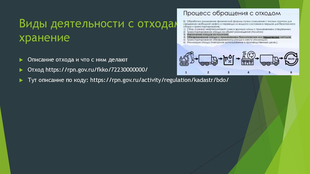 Виды деятельности с отходами: хранение