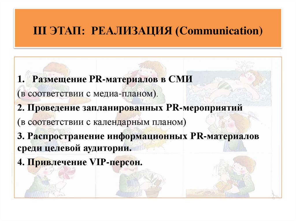 III ЭТАП: РЕАЛИЗАЦИЯ (Communication)