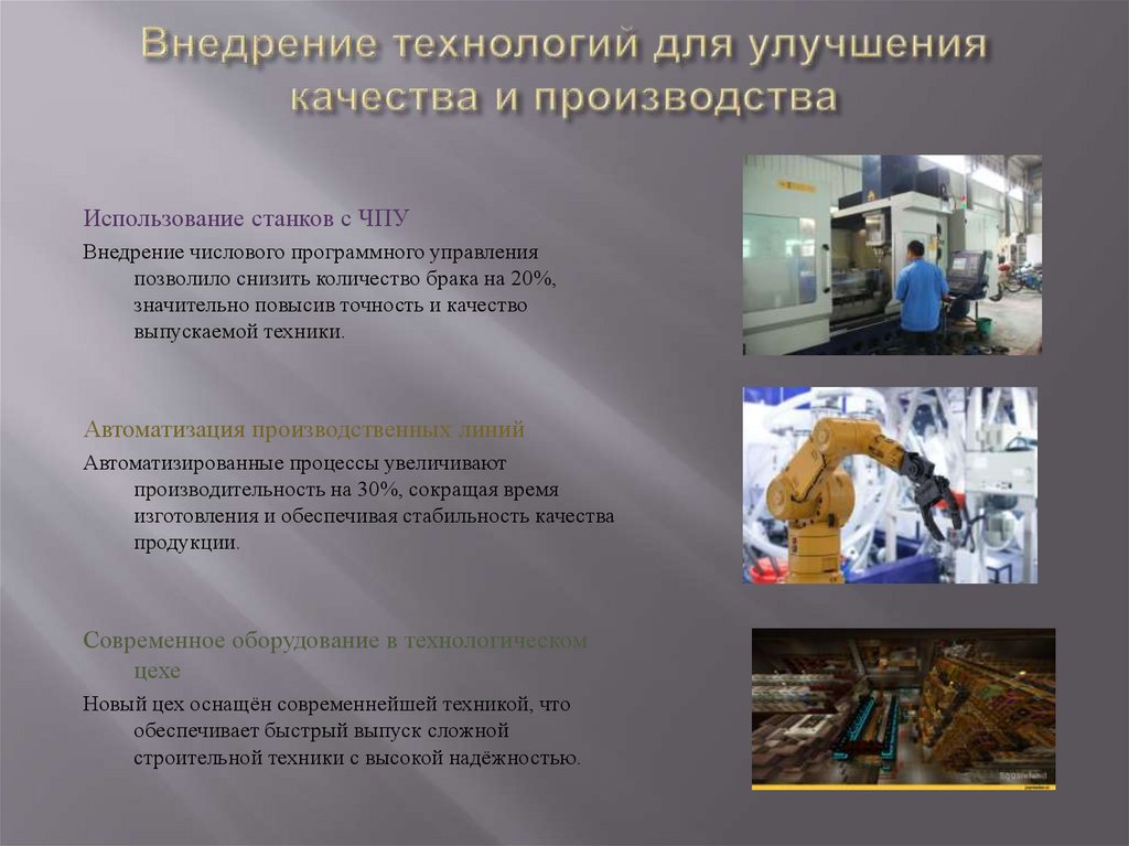 Внедрение технологий для улучшения качества и производства