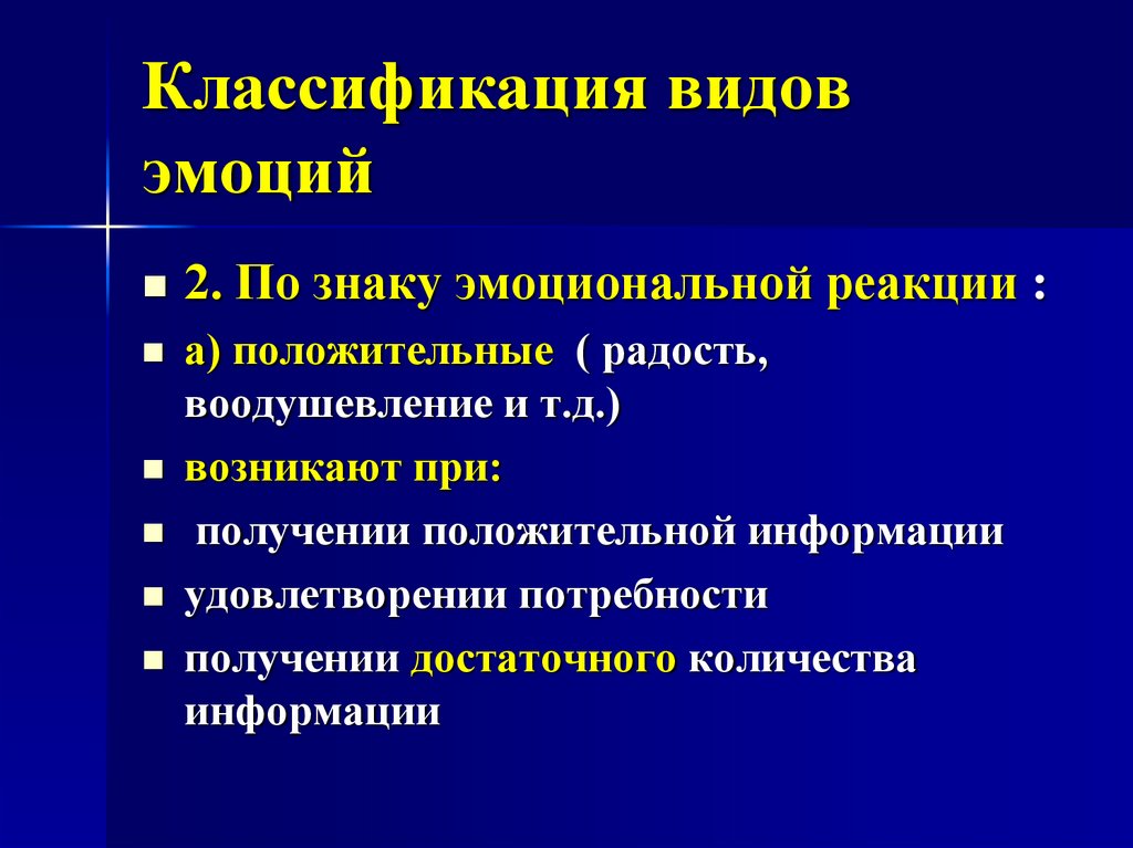 Классификация видов эмоций