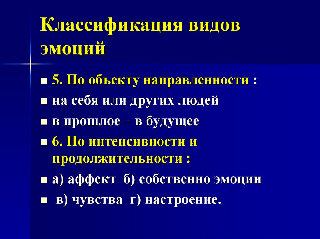 Классификация видов эмоций