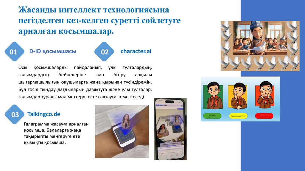 Жасанды интеллект технологиясына негізделген кез-келген суретті сөйлетуге арналған қосымшалар.