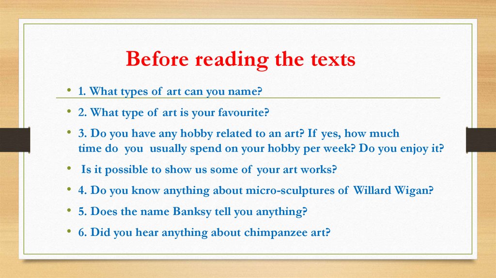 Before reading the texts