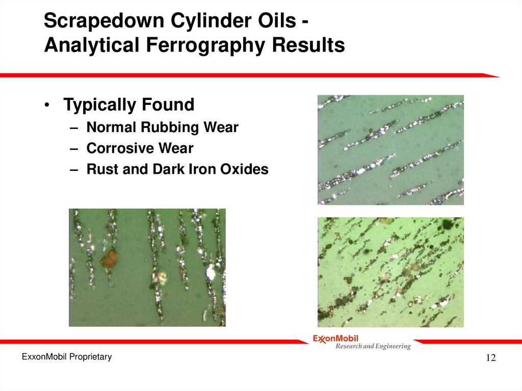 Scrapedown Cylinder Oils - Analytical Ferrography Results