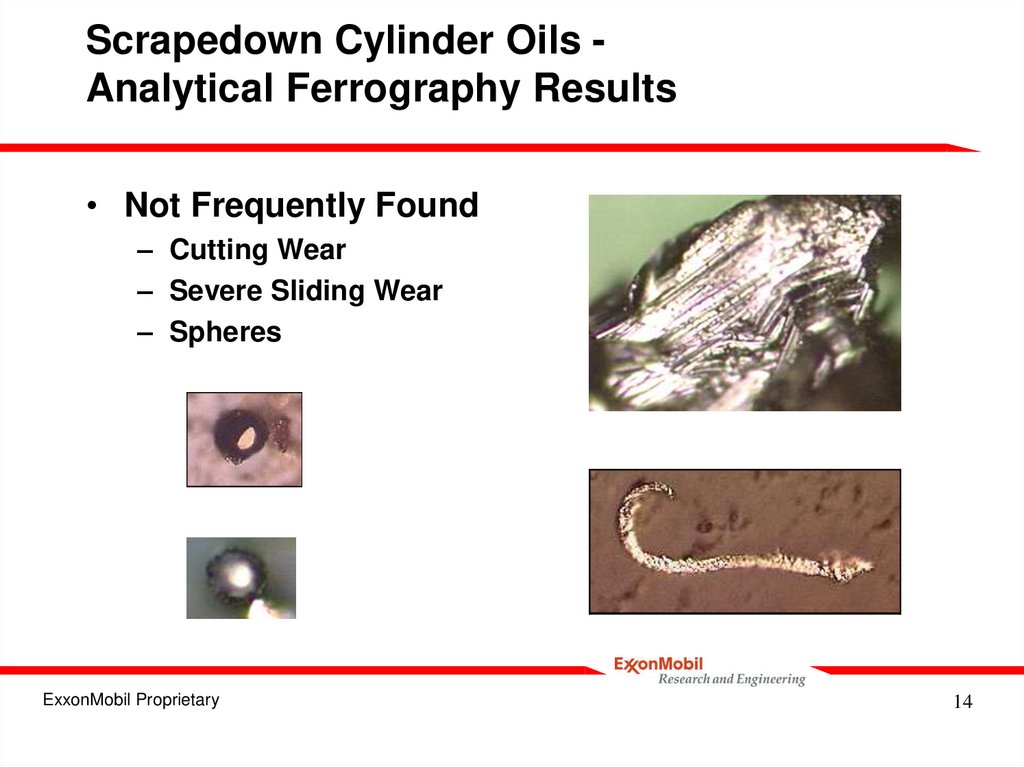 Scrapedown Cylinder Oils - Analytical Ferrography Results