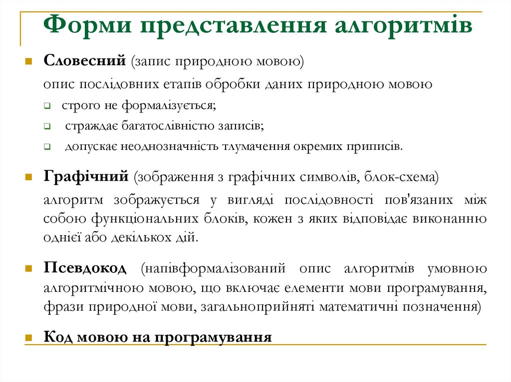 Форми представлення алгоритмів