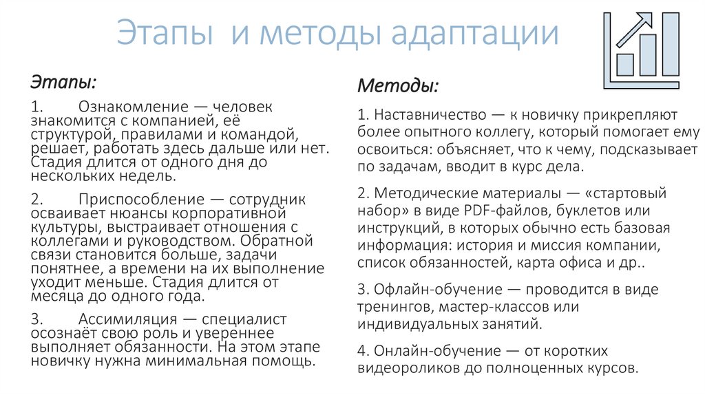 Этапы и методы адаптации