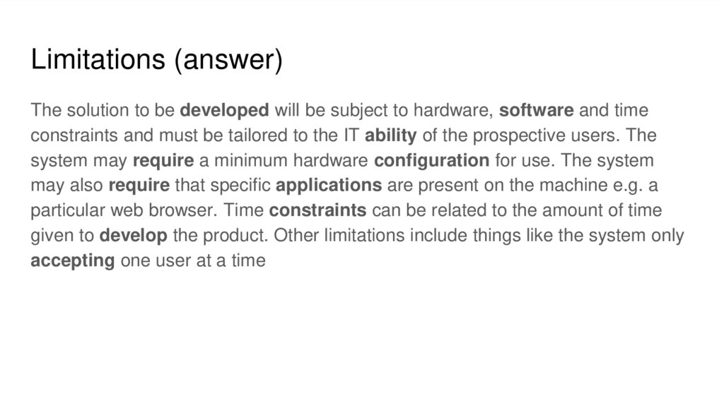 Limitations (answer)