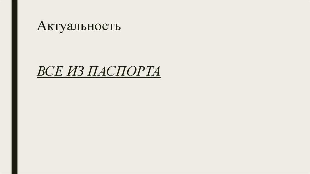 Актуальность ВСЕ ИЗ ПАСПОРТА