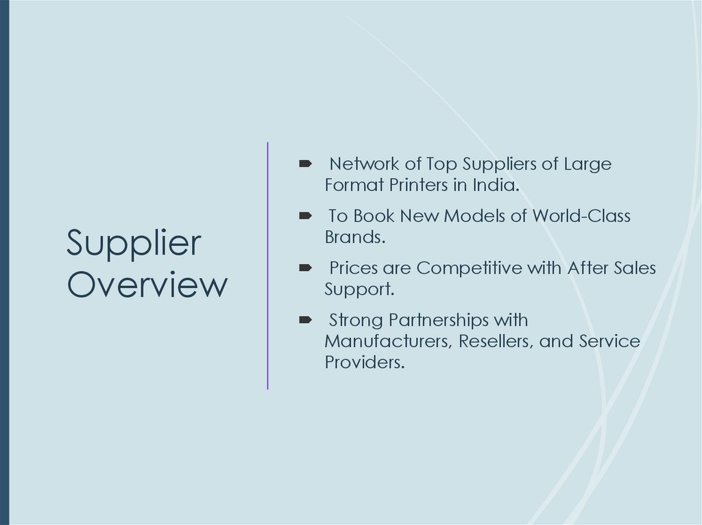 Supplier Overview