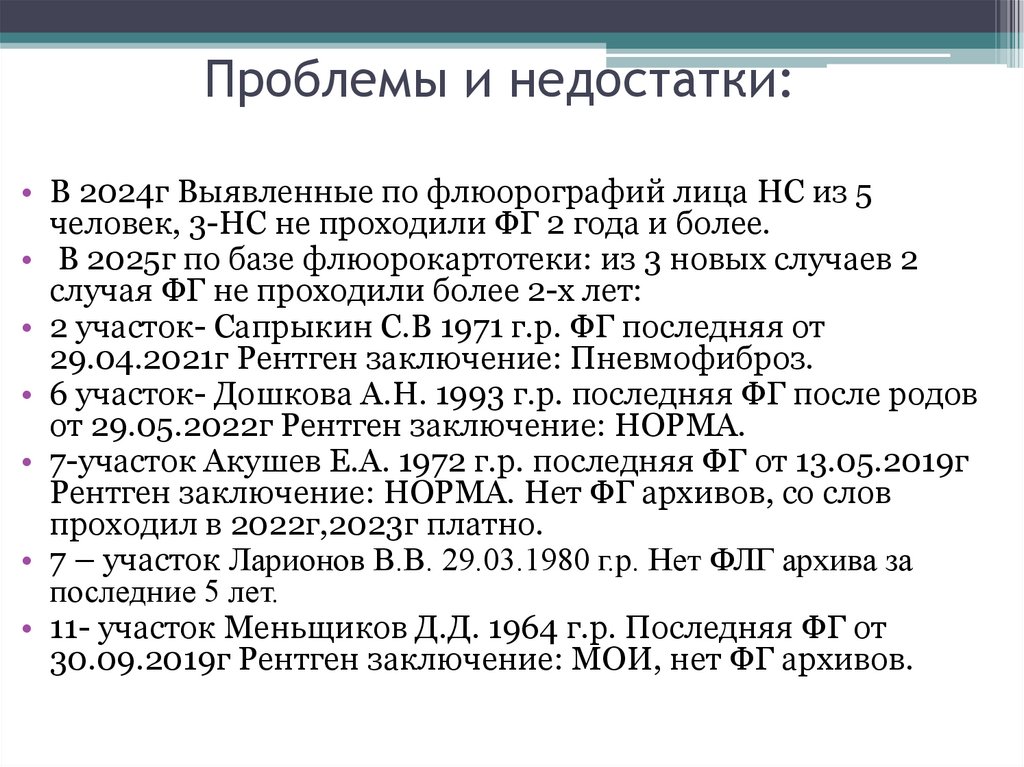 Проблемы и недостатки: