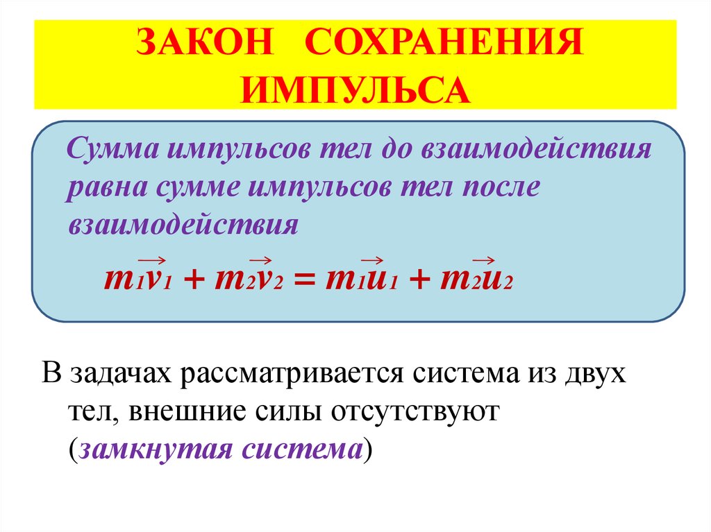 ЗАКОН СОХРАНЕНИЯ ИМПУЛЬСА
