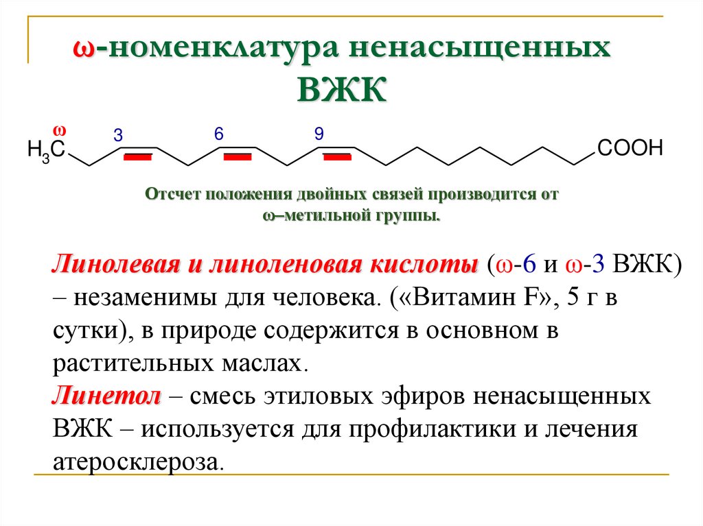 ω-номенклатура ненасыщенных ВЖК