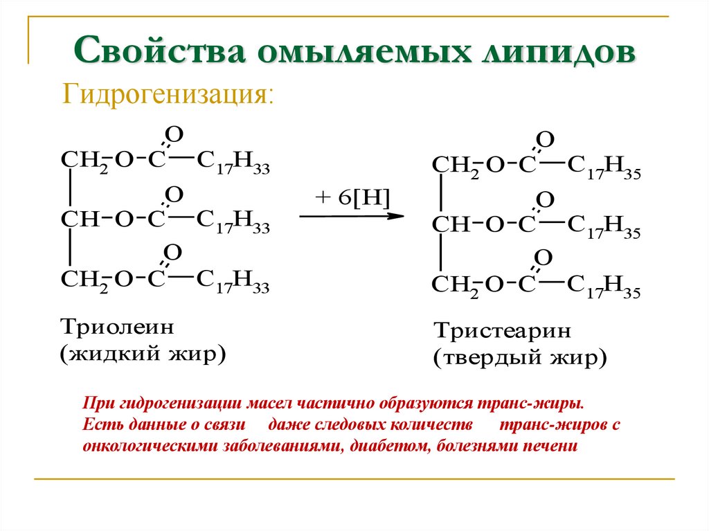 Свойства омыляемых липидов