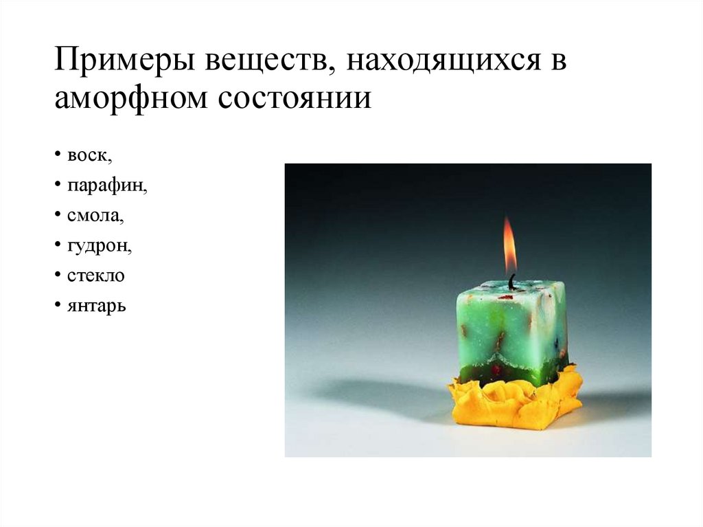 Примеры веществ, находящихся в аморфном состоянии