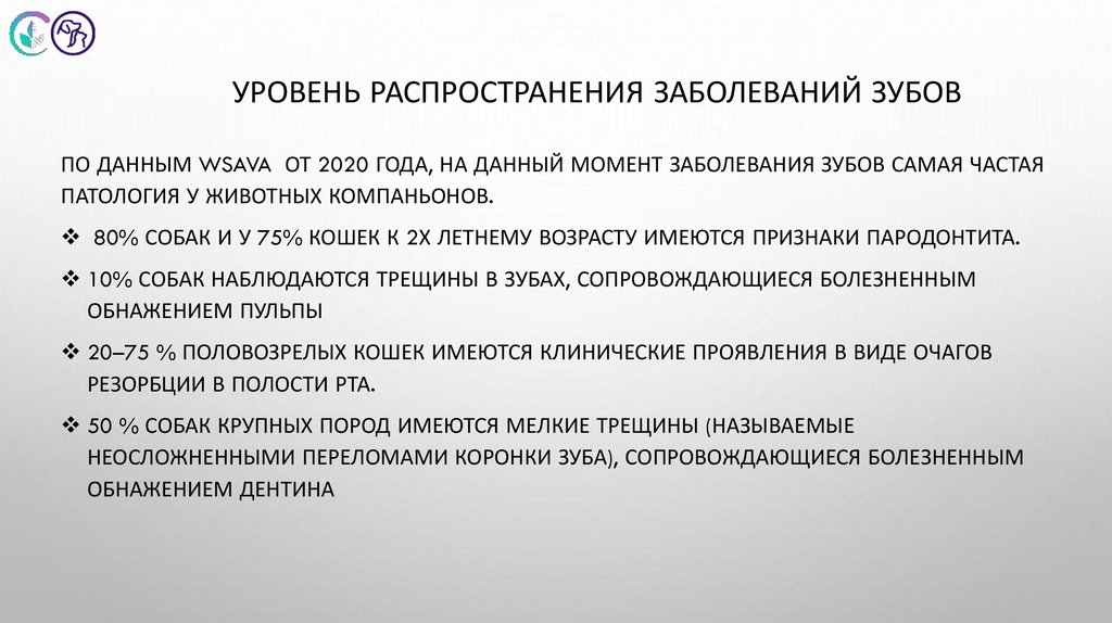 Уровень распространения заболеваний зубов