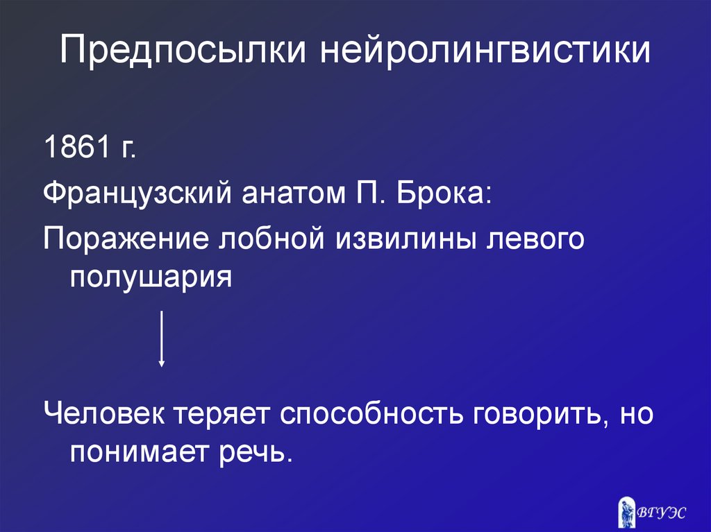 Предпосылки нейролингвистики