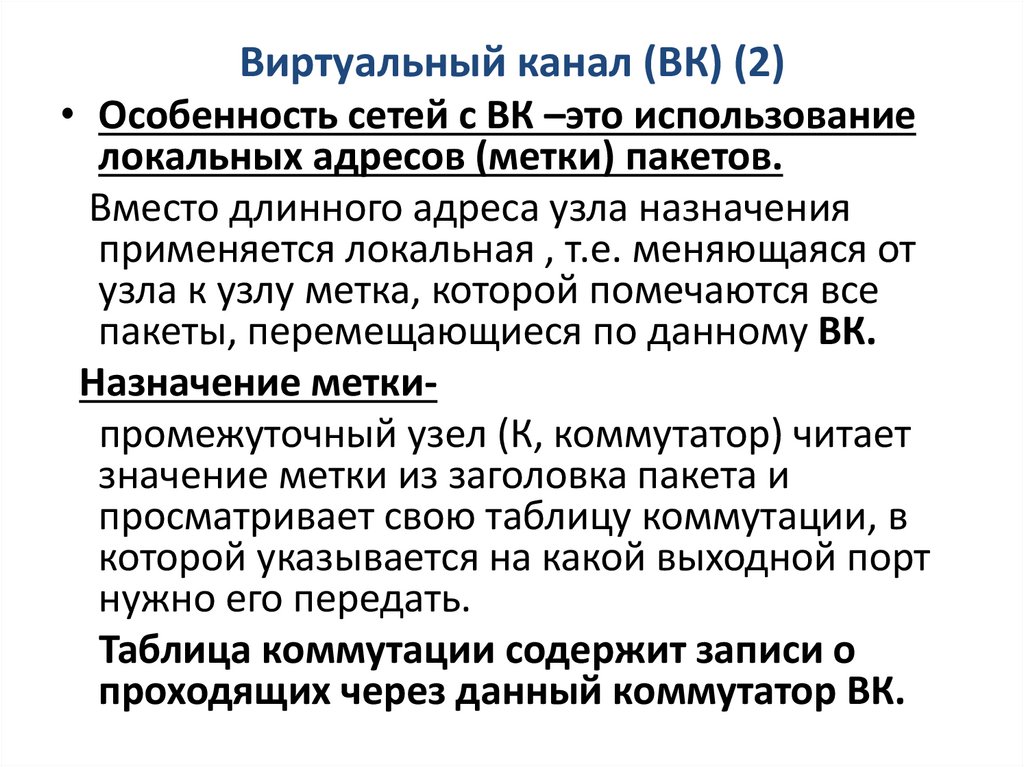 Виртуальный канал (ВК) (2)