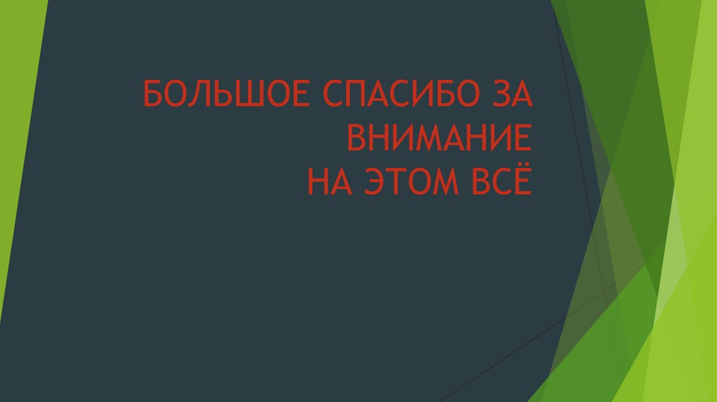 БОЛЬШОЕ СПАСИБО ЗА ВНИМАНИЕ НА ЭТОМ ВСЁ