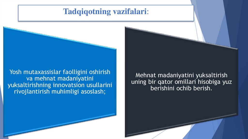 Tadqiqotning vazifalari: