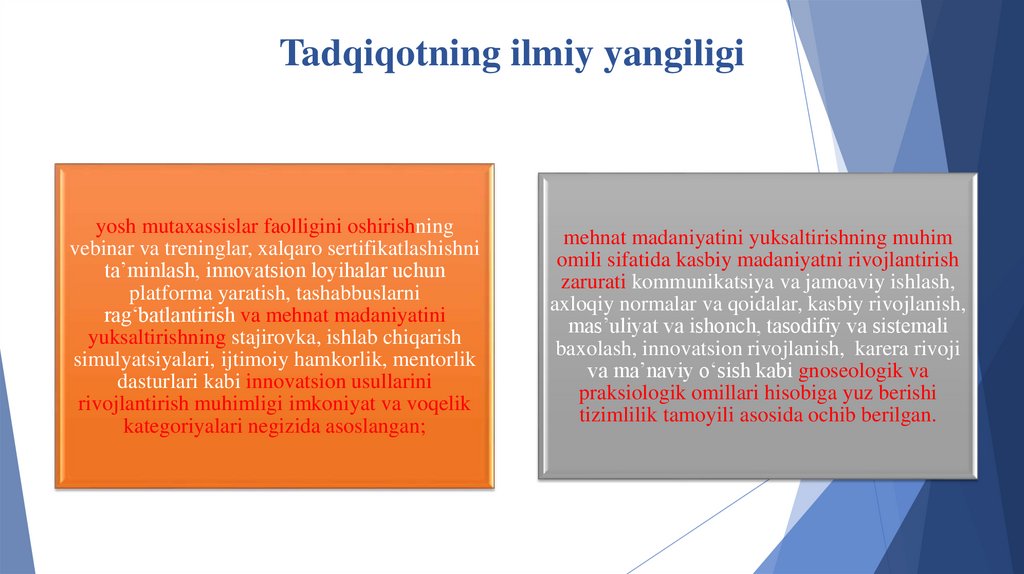 Tadqiqotning ilmiy yangiligi