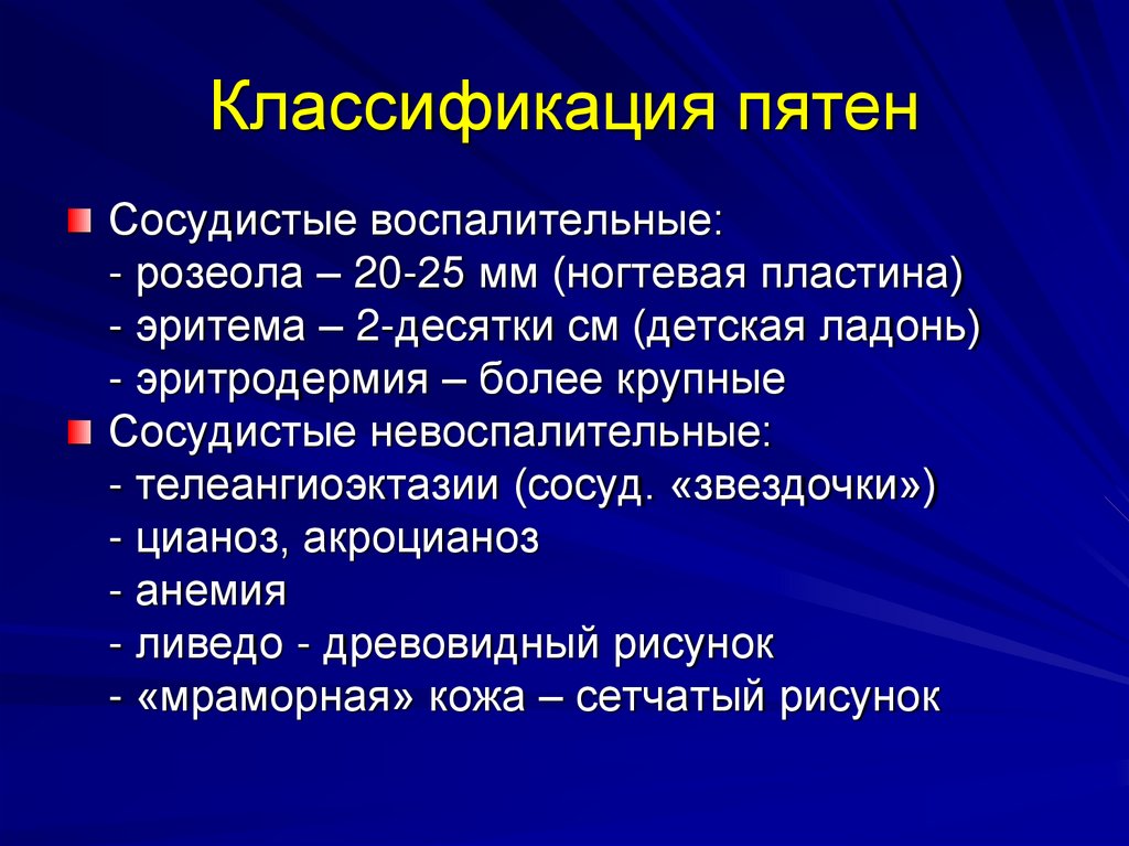 Классификация пятен