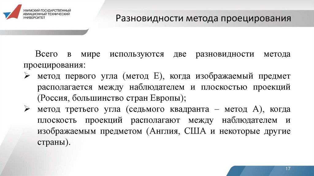Разновидности метода проецирования