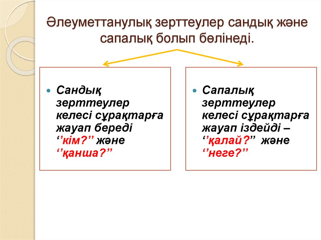 Әлеуметтанулық зерттеулер сандық және сапалық болып бөлінеді.