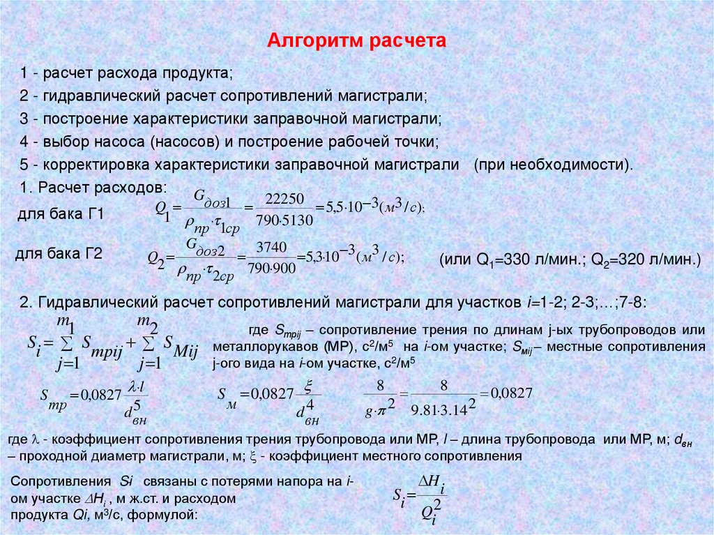 Алгоритм расчета