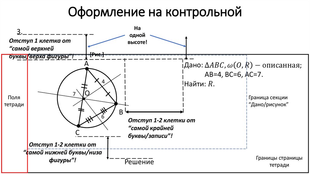 Оформление на контрольной