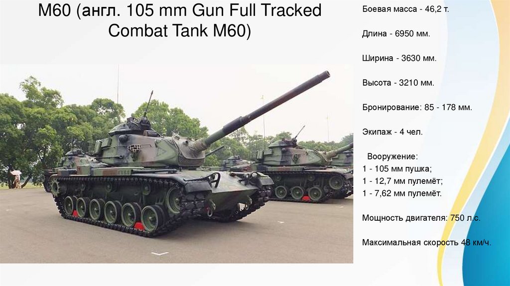 M60 (англ. 105 mm Gun Full Tracked Combat Tank M60)