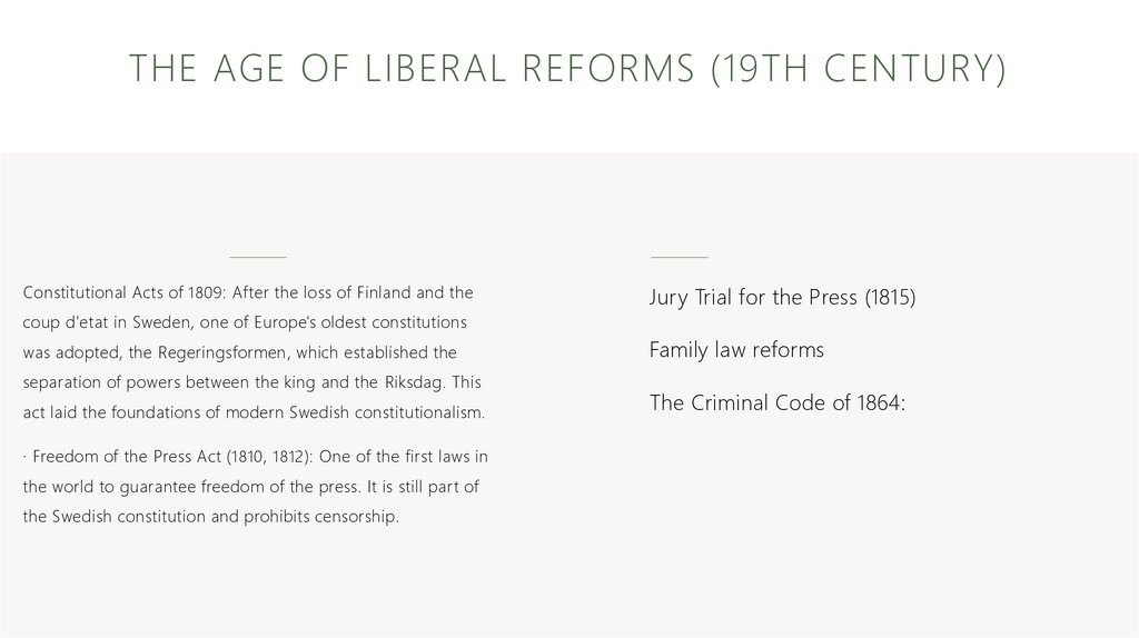 The Age of Liberal Reforms (19th century)