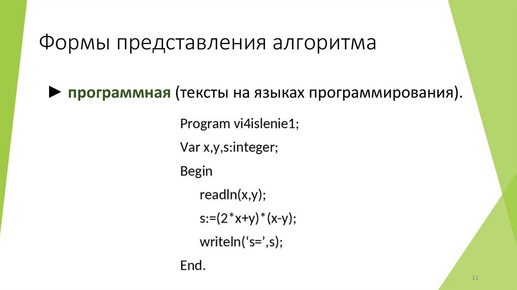 Формы представления алгоритма