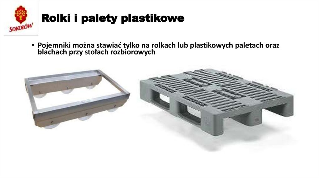 Rolki i palety plastikowe