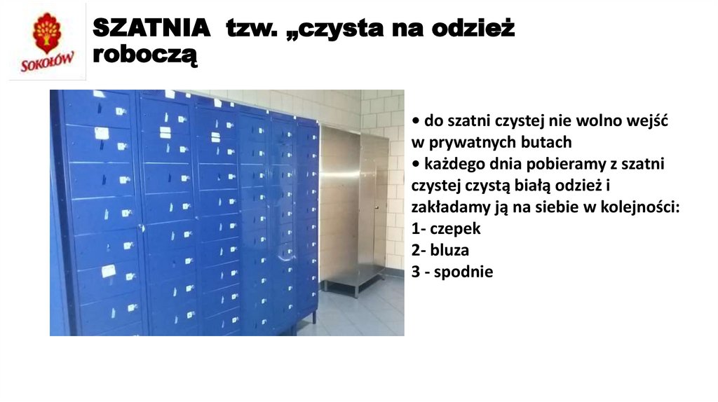SZATNIA tzw. „czysta na odzież roboczą