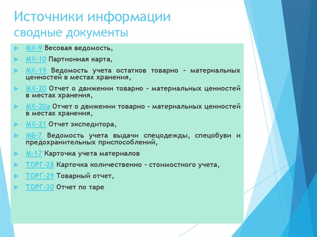 Источники информации сводные документы