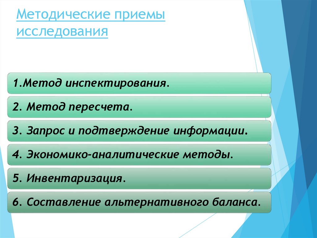 Методические приемы исследования