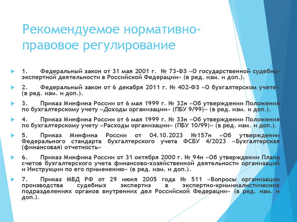 Рекомендуемое нормативно-правовое регулирование
