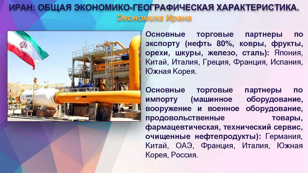 ИРАН: ОБЩАЯ ЭКОНОМИКО-ГЕОГРАФИЧЕСКАЯ ХАРАКТЕРИСТИКА. Экономика Ирана